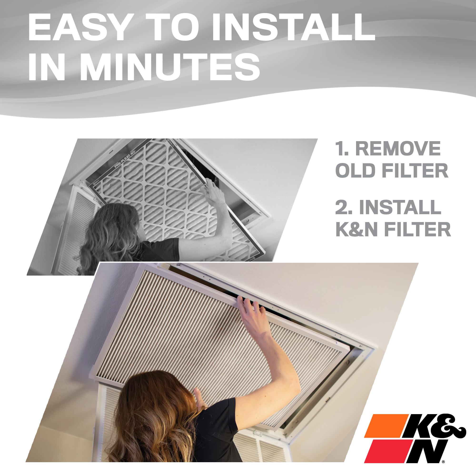 K&N 24X24X1 HVAC Furnace Air Filter, Lasts a Lifetime, Washable, Merv 8, the Last HVAC Filter You Will Ever Buy, Breathe Safely at Home or in the Office, HVC-8-12424 - Image 5