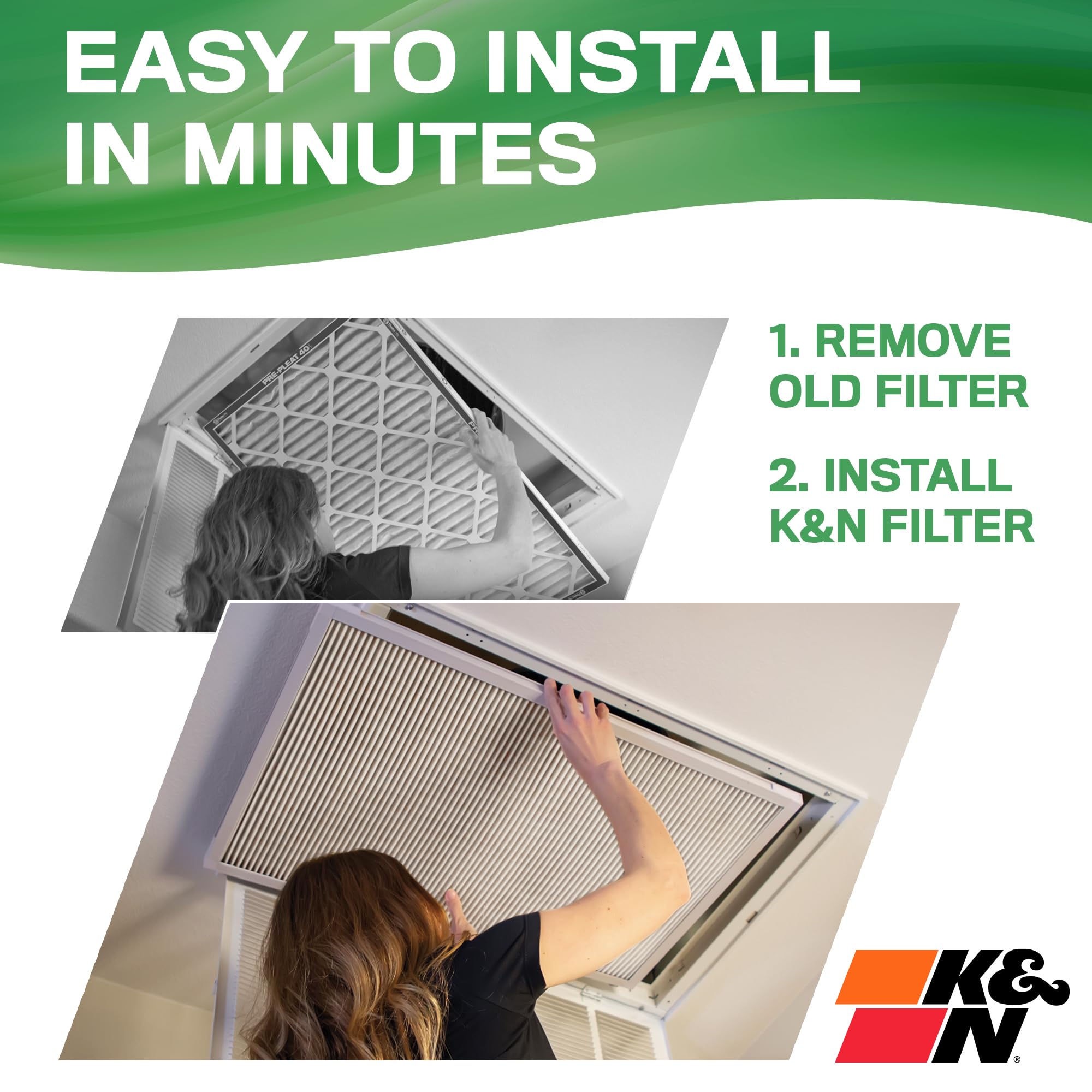 K&N 24X24X1 HVAC Furnace Air Filter, Lasts a Lifetime, Washable, Merv 13, the Last HVAC Filter You Will Ever Buy, Breathe Safely at Home or in the Office, HVC-13-12424 - Image 5