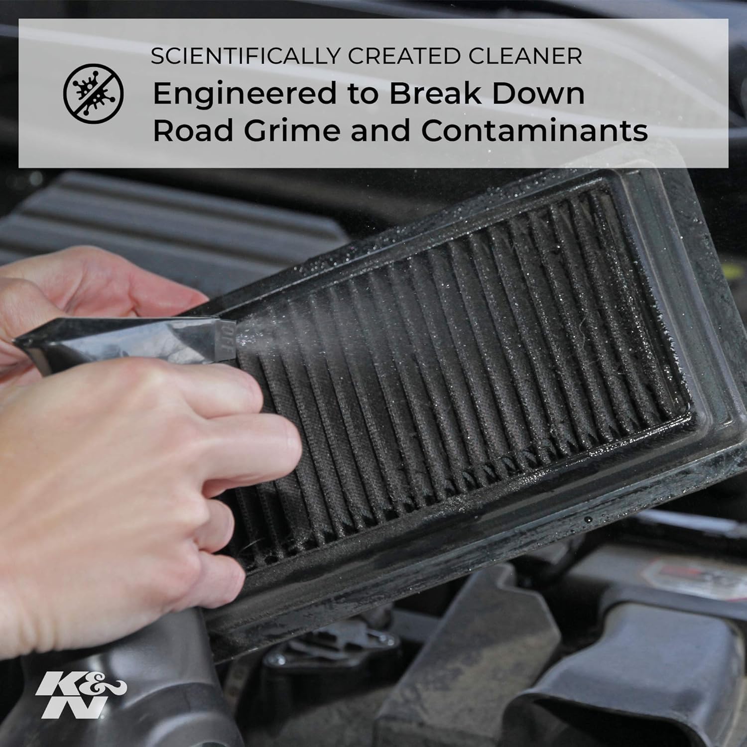 K&N Air Filter Cleaning Kit: Squeeze Bottle Filter Cleaner and Black Oil Kit; Restores Engine Air Filter Performance; Service Kit-99-5050BK - Image 4