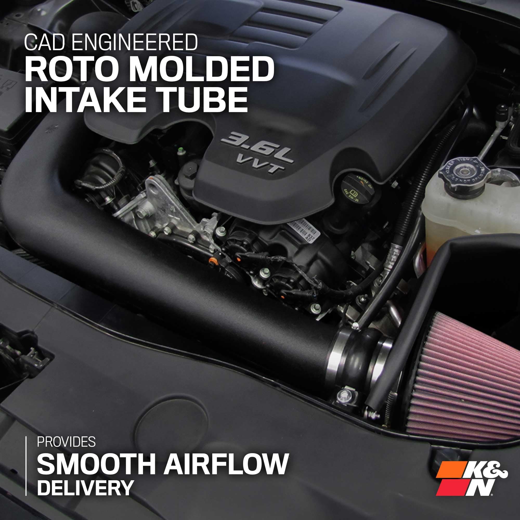 K&N Cold Air Intake System: High-Flow Air Filter, Increase Performance & Acceleration: Compatible with 2011-2023 CHRYSLER/DODGE, 300, 300C, Challenger, Charger, 63-1564 - Image 5