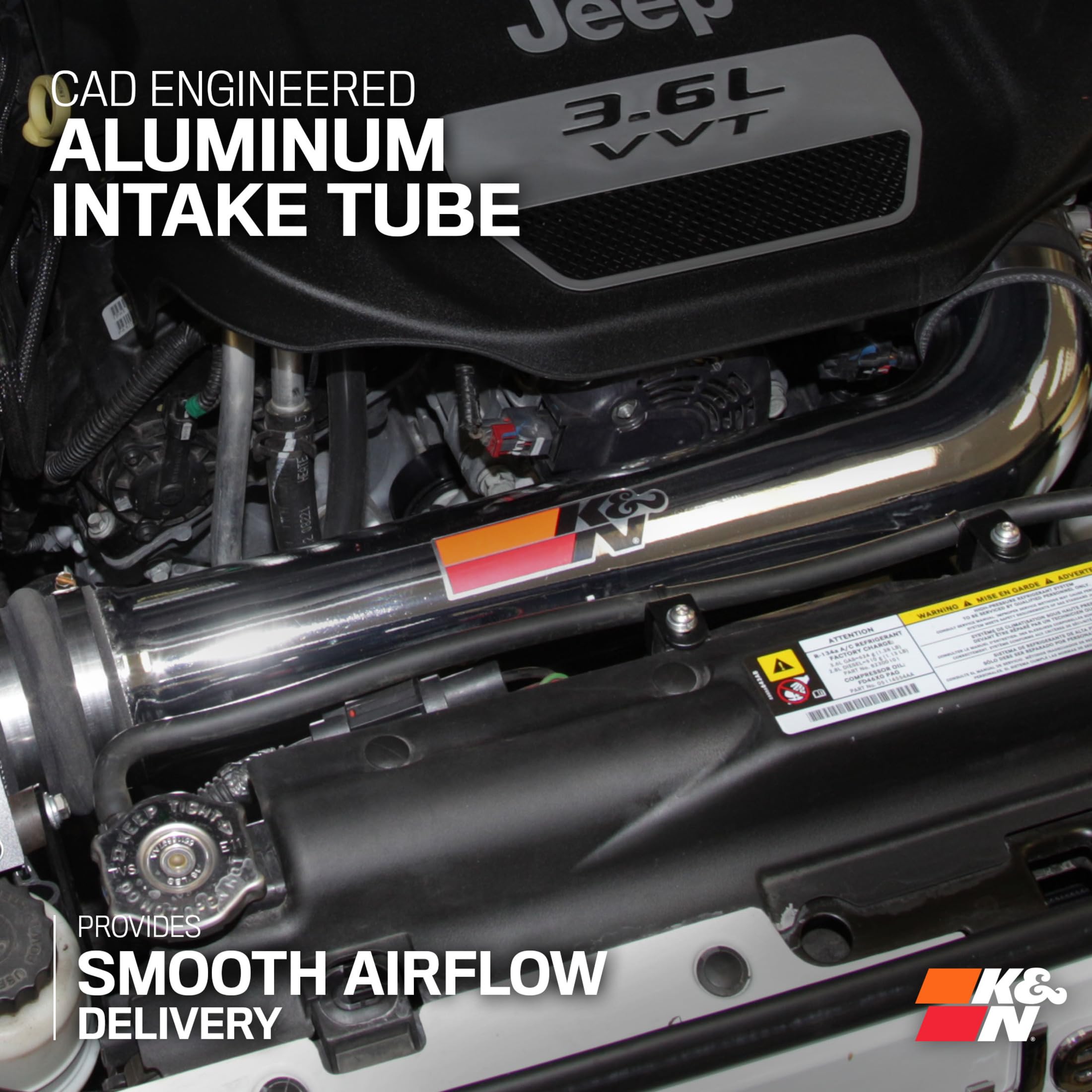 K&N Cold Air Intake System: High-Flow Air Filter, Increase Performance & Towing: Compatible with 2012-2018 JEEP: Wrangler, Wrangler JK, 77-1566KP - Image 6