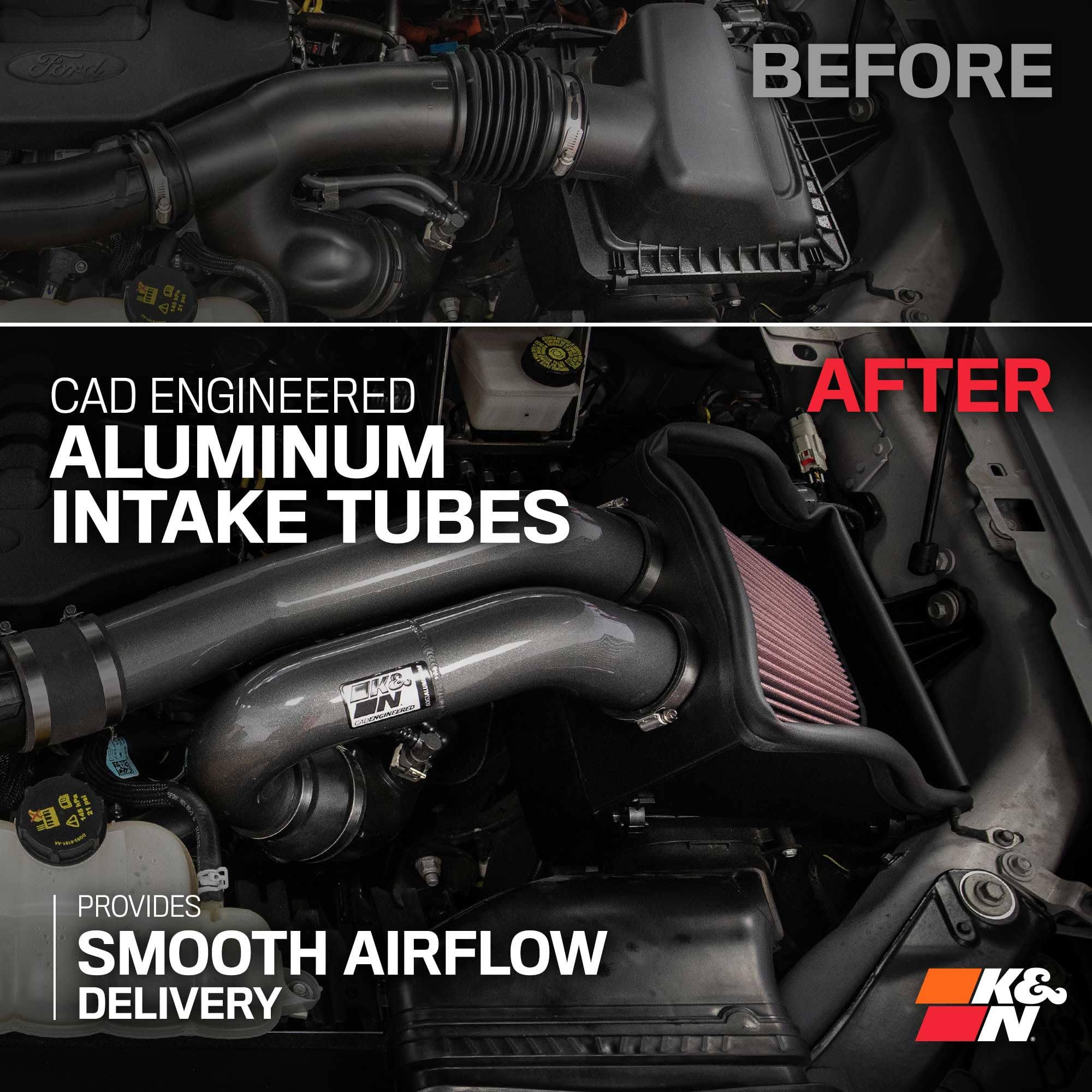K&N Cold Air Intake System: High-Flow Air Filter, Increase Performance & Towing: Compatible with 2015-2025 FORD Expedition, F150, F150 Raptor, 77-2617KC - Image 6