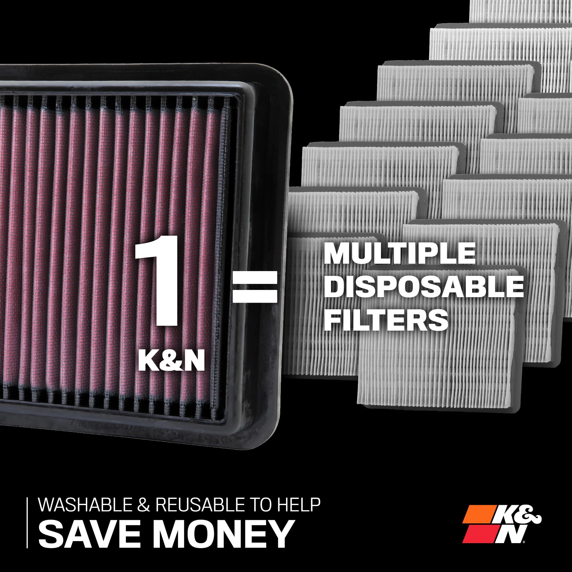 K&N High-Flow Original Lifetime Engine Air Filter: Increase Power: Premium, Washable: Compatible with 2012-2020 Infiniti/Mercedes Benz: (See Product Description for Select Models), 33-2995 - Image 7