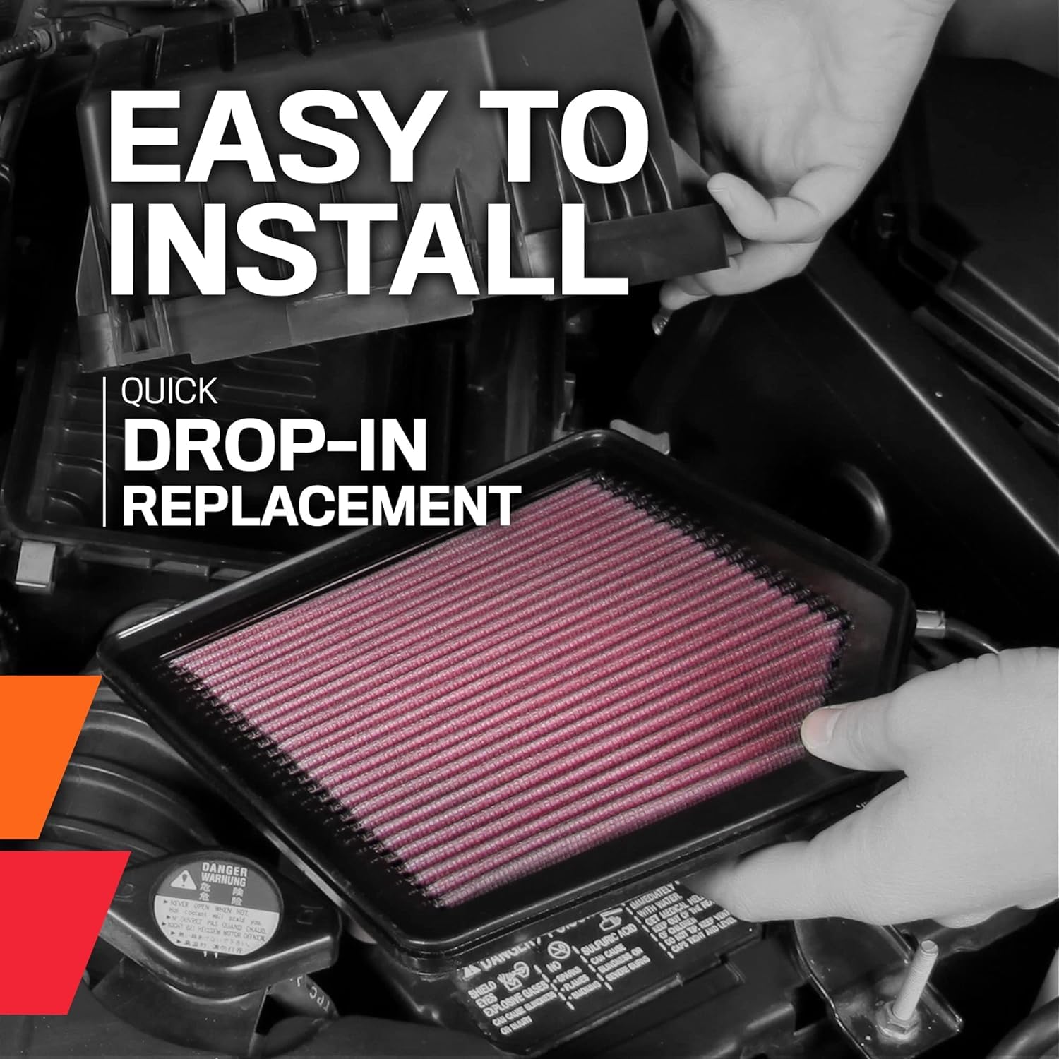 K&N High-Flow Original Lifetime Engine Air Filter: Increase Power: Premium, Washable: Compatible with 2007-2011 Acura: CSX, Civic SI, Element, 33-2343 - Image 7