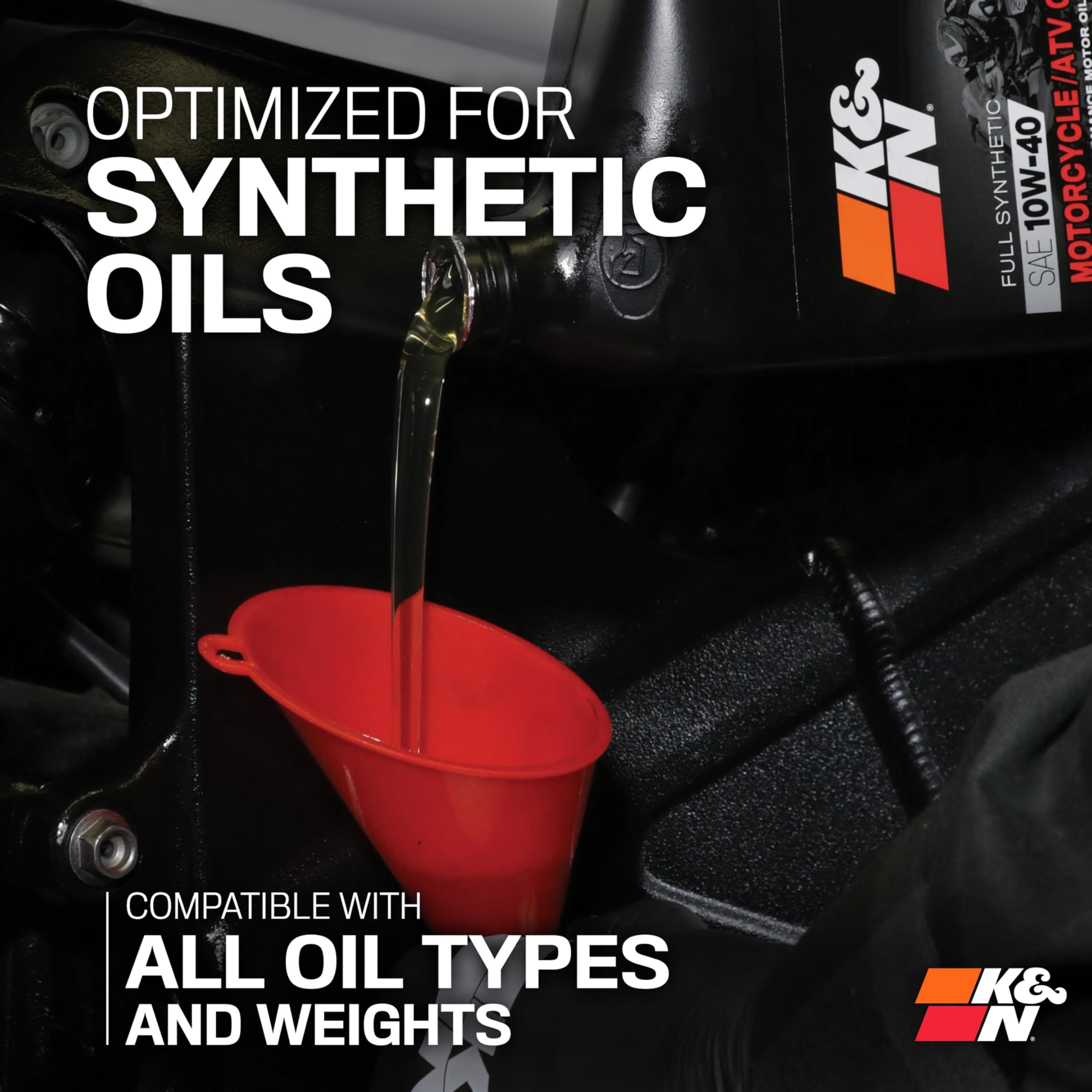 K&N Motorcycle Oil Filter: High Performance, Premium, Designed to be used with Synthetic or Conventional Oils, Wrench Off Nut: Fits Select Honda, Kawasaki, Triumph, Yamaha Motorcycles, KN-204-1 - Image 7
