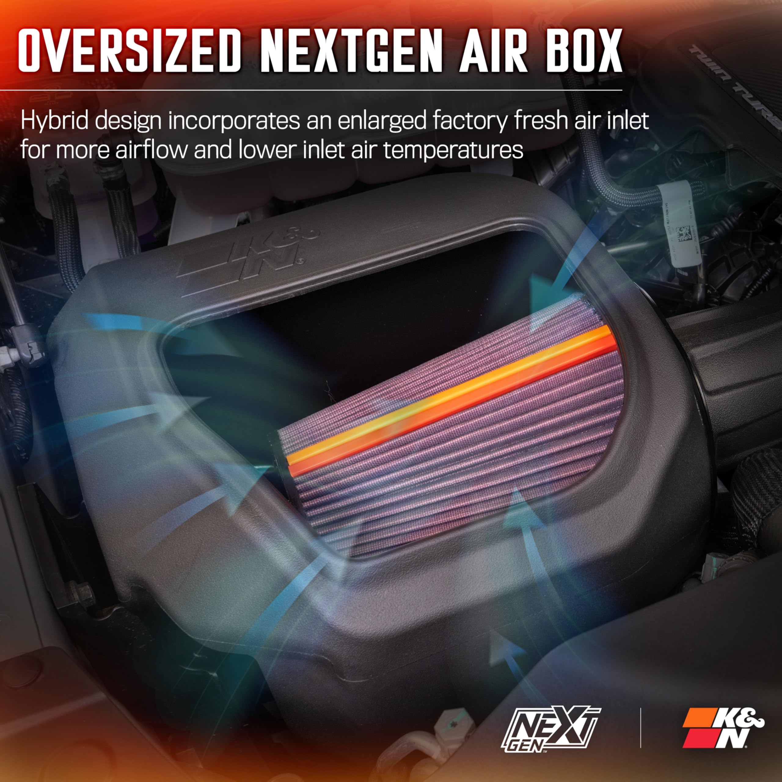 K&N NextGen Cold Air Intake System: High-Flow Cotton Filter: Compatible with 2025 RAM 1500; 50-1598 - Image 5