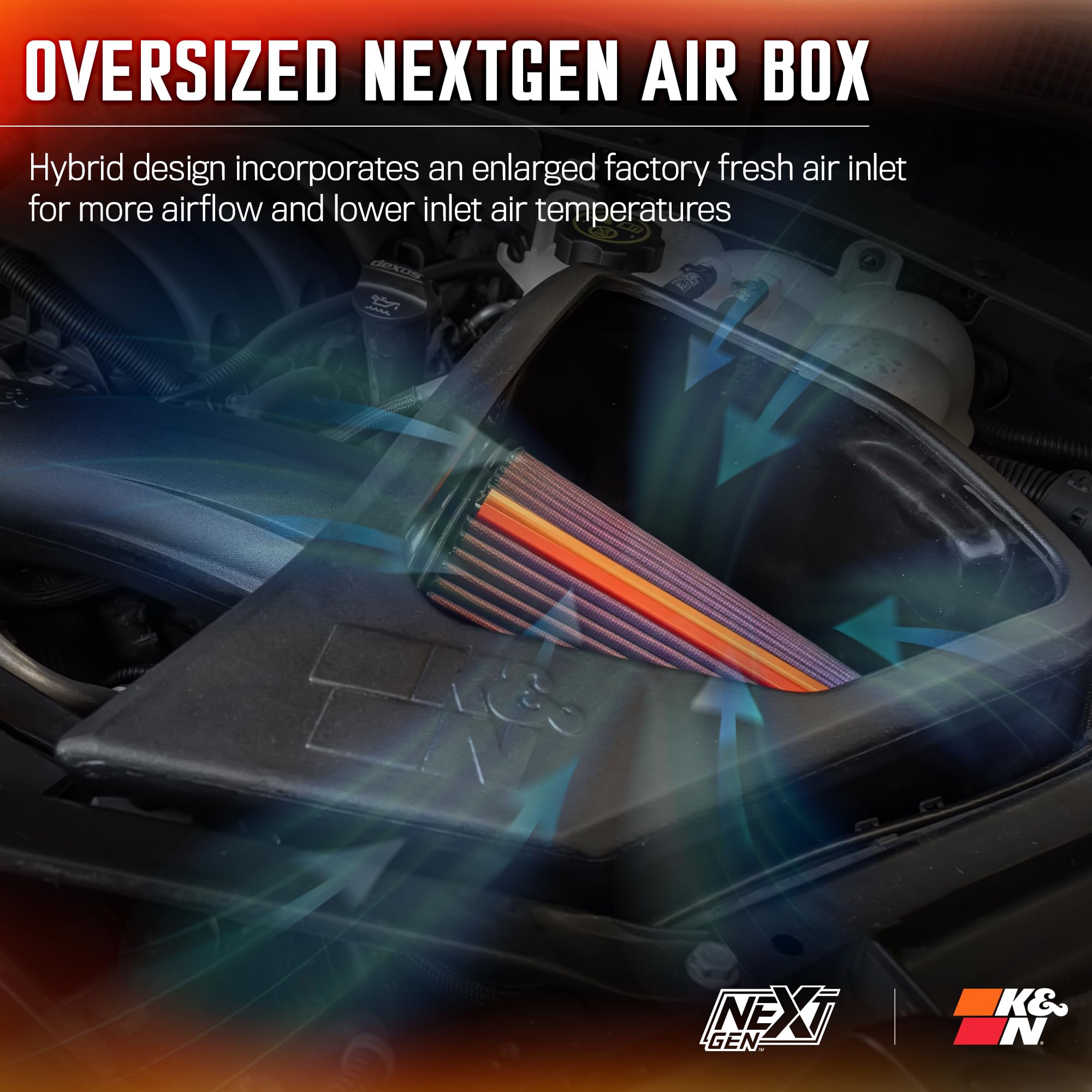 K&N NextGen Cold Air Intake System: High-Flow Cotton Filter: Compatible with 2019-2025 CADILLAC/CHEVROLET/GMC Escalade; Silverado 1500; Suburban; Tahoe; Sierra 1500; Yukon; Yukon XL; 50-3110 - Image 5