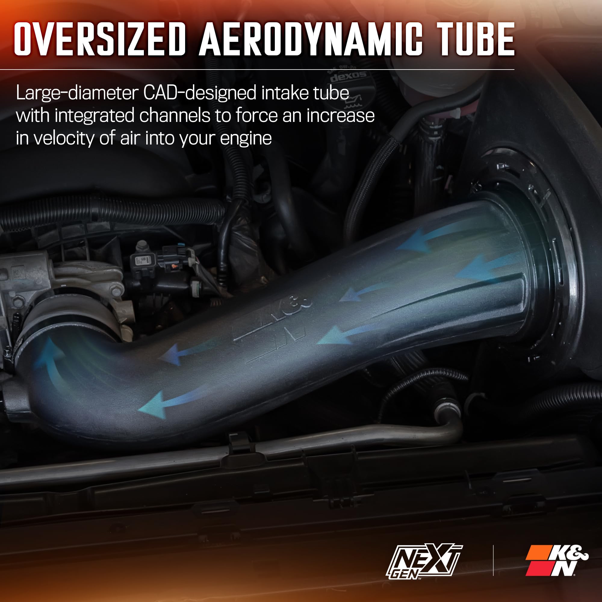 K&N NextGen Cold Air Intake System: High-Flow Cotton Filter: Compatible with 2019-2025 CADILLAC/CHEVROLET/GMC Escalade; Silverado 1500; Suburban; Tahoe; Sierra 1500; Yukon; Yukon XL; 50-3110 - Image 6