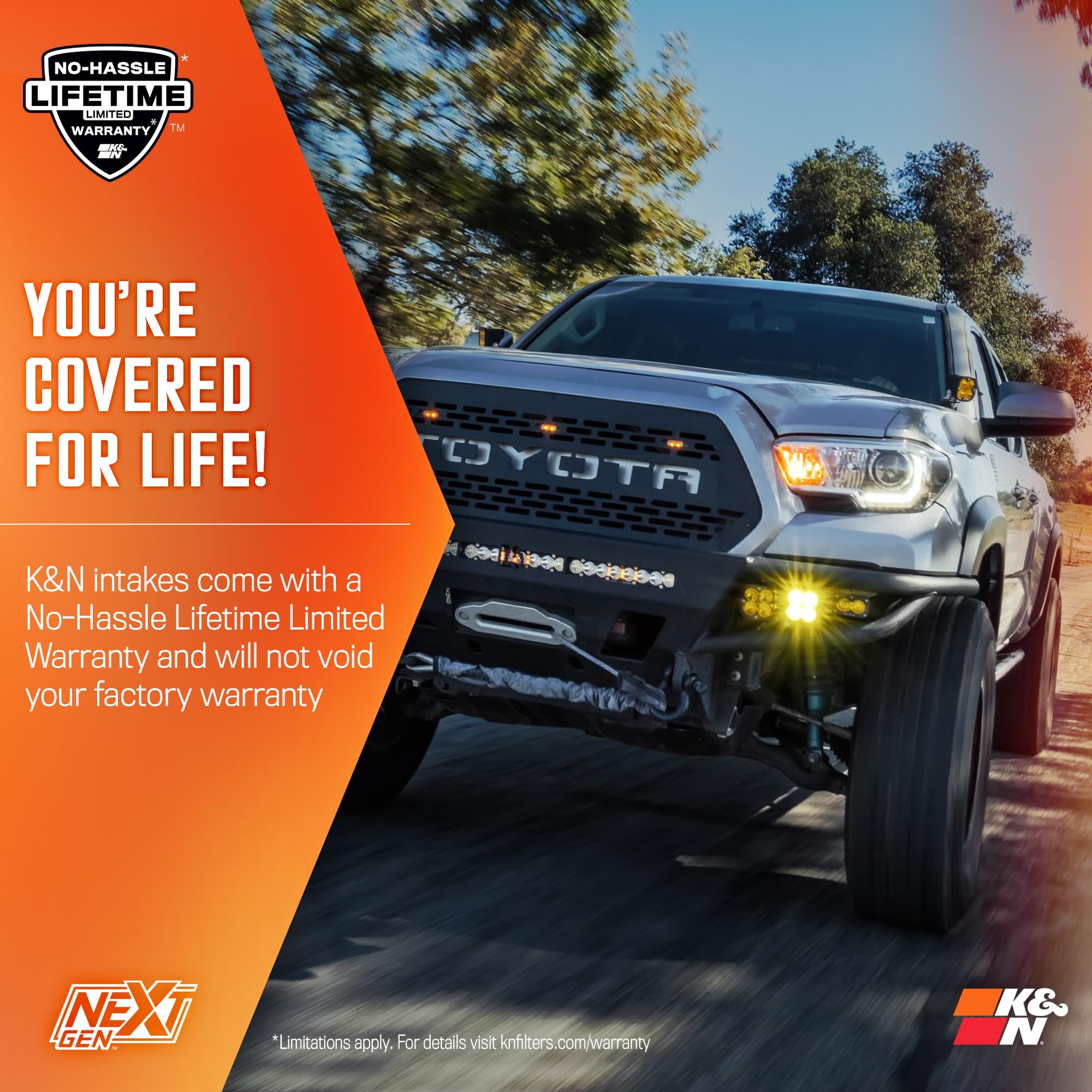 K&N NextGen Cold Air Intake System: High-Flow Cotton Filter: Compatible with 2016-2023 TOYOTA: Tacoma 2016-2023, 50-9039 - Image 11