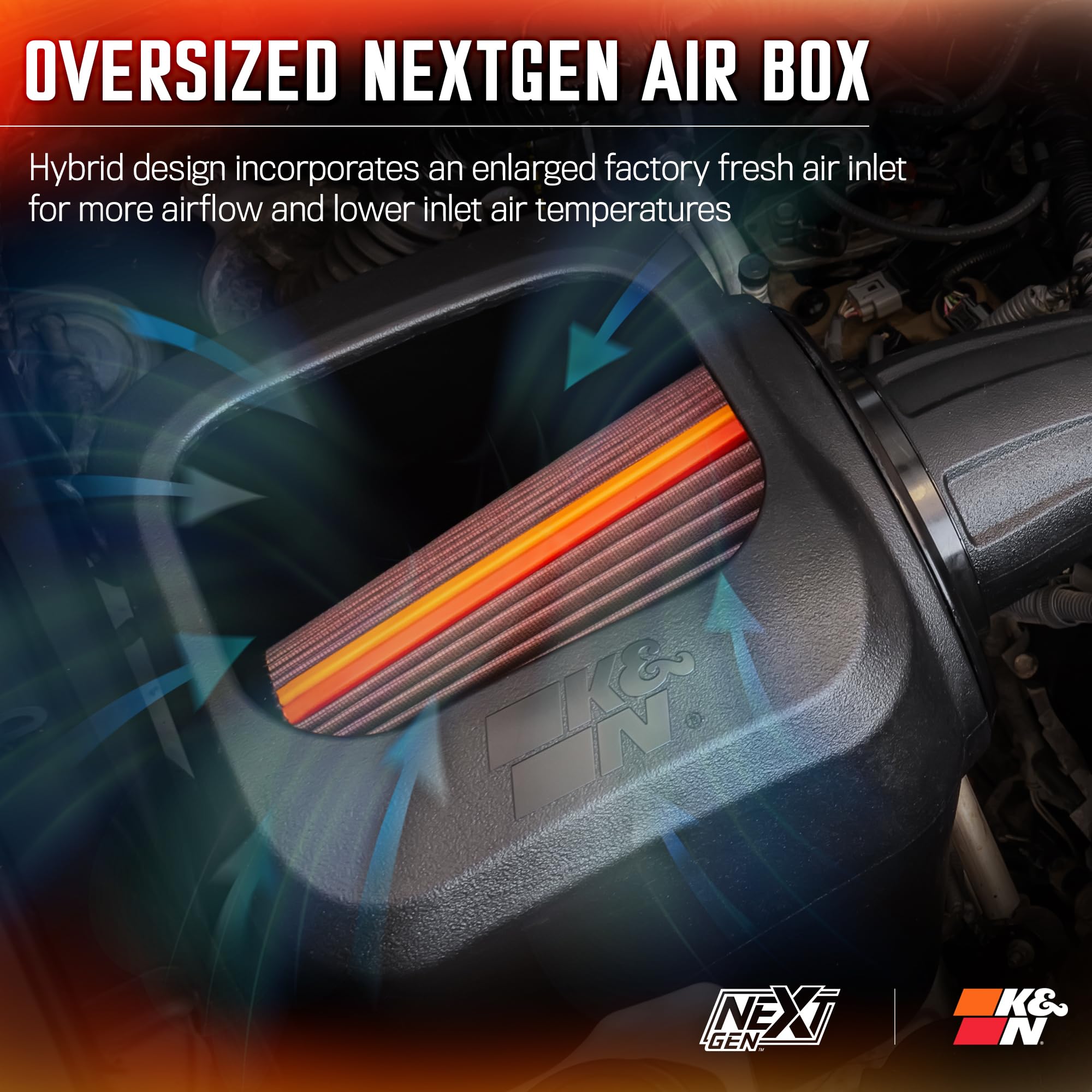 K&N NextGen Cold Air Intake System: High-Flow Cotton Filter: Compatible with 2016-2023 TOYOTA: Tacoma 2016-2023, 50-9039 - Image 6